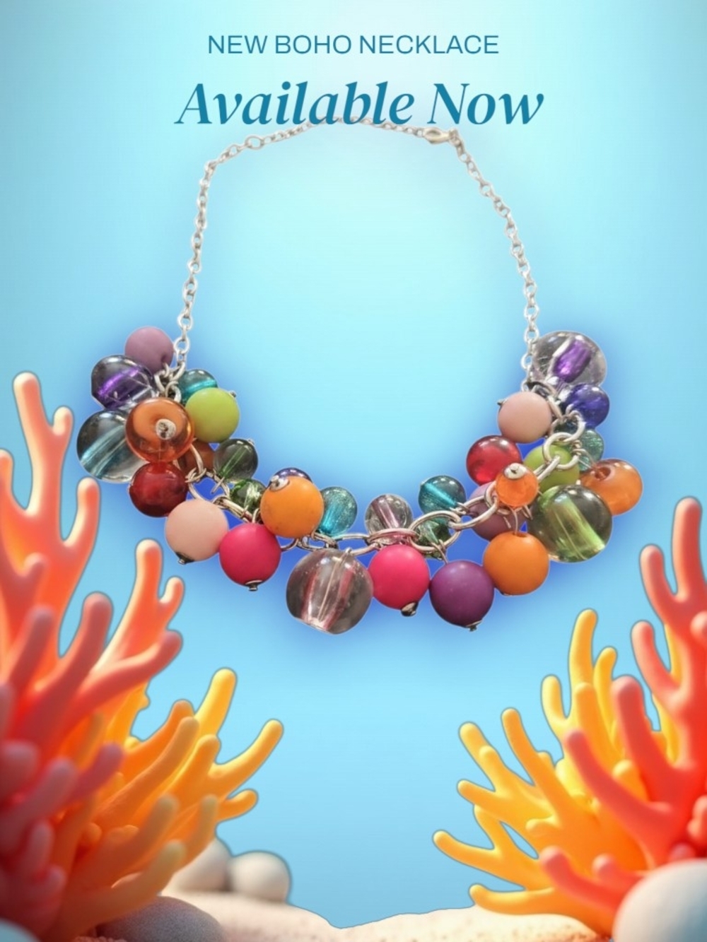 Boho Multicolor Bead Statement Necklace